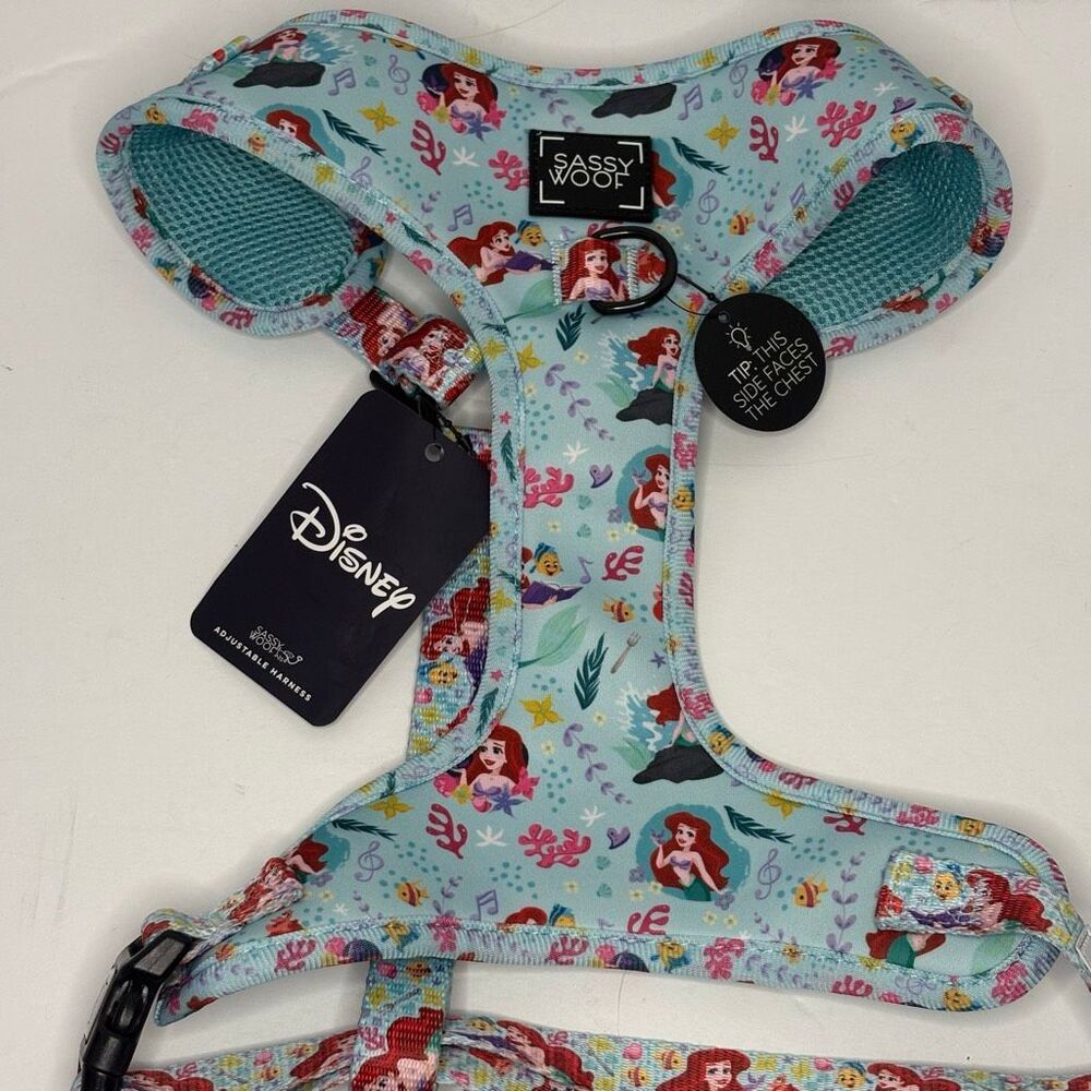 Sassy Woof Little Mermaid Dog Harness Size Large Ariel Flounder Sebastian NWT
